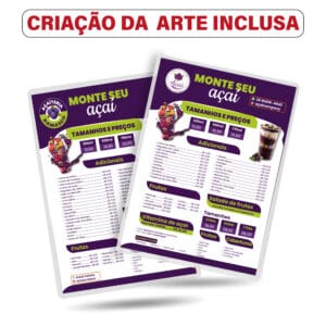 Cardápio Plastificado A4 125 micras