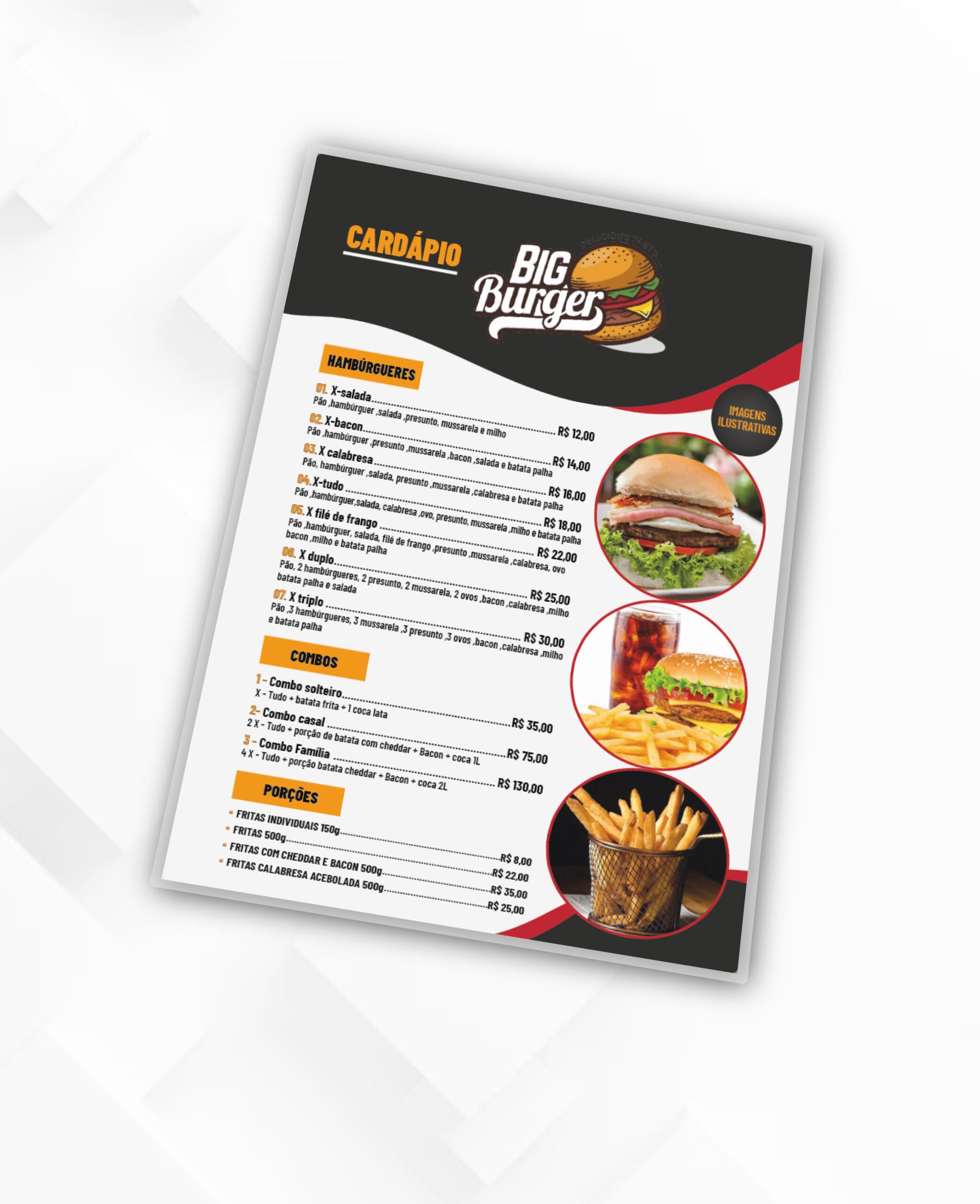 Cardápio Plastificado A4 125 micras - Imagem 3